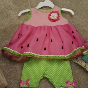 3-6 months baby girl dress with matching skimmers